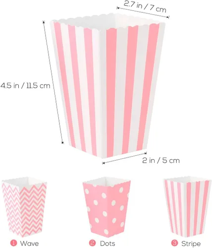 Vista 5 de NUOLUX 48pcs Palomitas Cajas Cartón Caramelo Contenedor Rugby Stripe Wave Dot Patrón Deco1