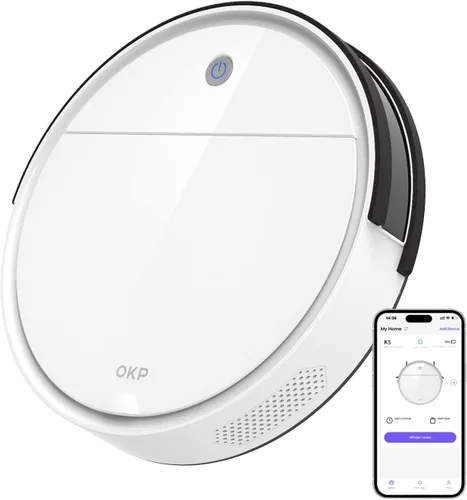 Vista 10 de OKP Robot Aspirador y Fregona Combo K5 Ultra Pequeño Limpiador Robótico con Navegación ToF LiDAR, 6000 Pa de Succión, Control WiFi/App/Alexa, 170