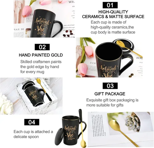 Vista 6 de Maustic Taza She Believed She Could So She Did, regalos de graduación para ella, tazas de café para mujeres, regalos motivacionales inspiradores