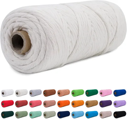Vista 30 de CAMAL Cordón de macramé de 0.157 in x 109 yardas (328.1 ft), cuerda de algodón de color para tejer, manualidades, colgar en la pared, proyectos