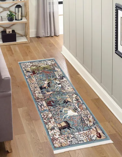 Vista 25 de Unique Loom Narenj Collection - Alfombra de área Birmingham (octágono de 5 pies 1 pulgada, azul/borgoña)