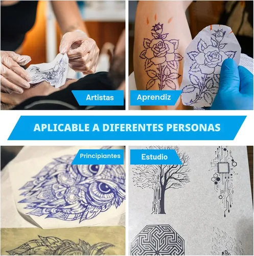 Vista 6 de Emalla Papel de transferencia de tatuajes 100 hojas de papel de plantilla