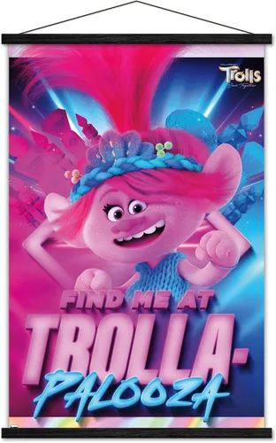 Vista 7 de Trends International Trolls: Band Together - Póster de pared de amapola, 22.37 x 34.00 pulgadas, paquete de impresión premium y colgador de madera