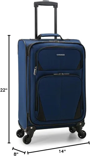 Vista 10 de U.S. Traveler Aviron Bay - Equipaje extensible con ruedas giratorias, Azul marinoflor y brillo), US08125N23