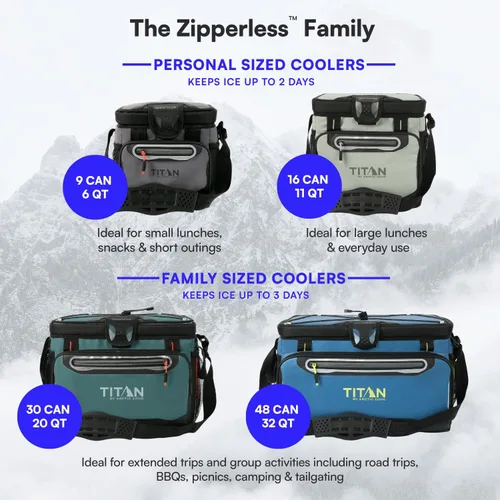 Vista 8 de Titan by Arctic Zone Deep Freeze Cooler - Zipperless Hardbody Cooler - Deep Freeze Insulation, HardBody Liner, and SmartShelf Gris Piel de Tiburón