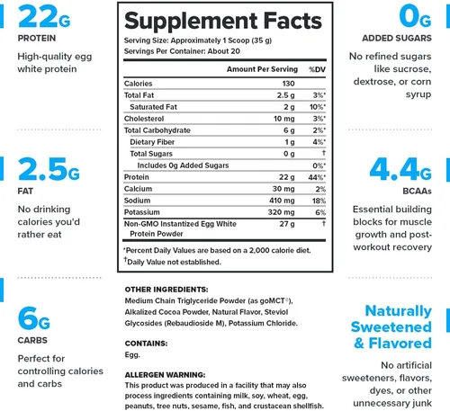 Vista 2 de LEGION Egg+ Proteína en polvo con BCAA – Polvo de proteína de clara de huevo naturalmente endulzada y saborizada – Proteína de digestión rápida
