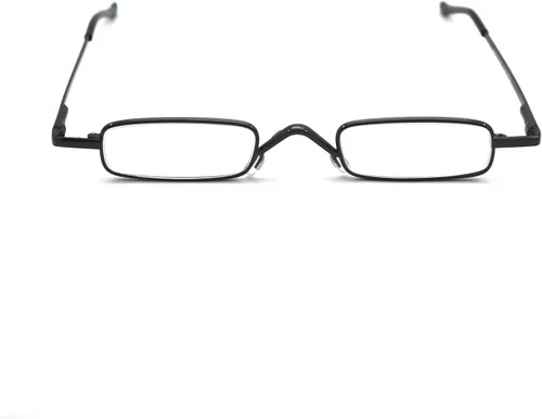 Vista 2 de Mini gafas de lectura de metal súper ligeras con estuche compacto, negro, plomizo