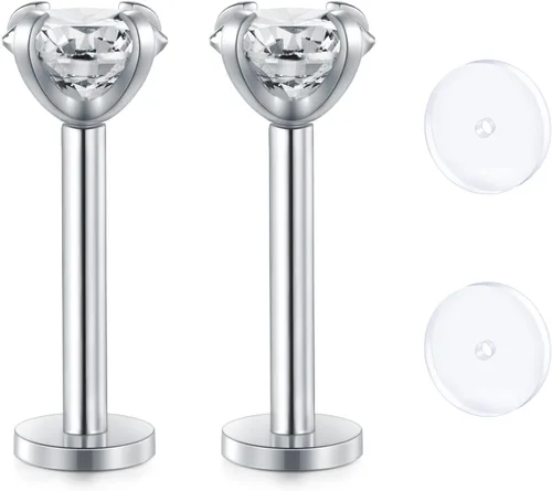 Vista 40 de D.Bella Retenedores de piercing transparentes de 16G para cartílago flexible para hélix, daith, rook, tragus, retenedor de aretes Bioflex, nariz