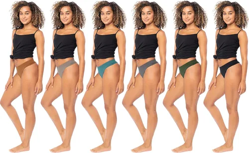 Vista 5 de Sexy Basics Paquete de 6 tangas deportivas activas para mujer, ropa interior suave