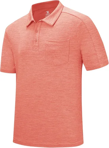 Vista 28 de Rdruko Camisas polo para hombre de manga corta, secado rápido, para golf y deportes al aire libre con bolsillo 01 Negro