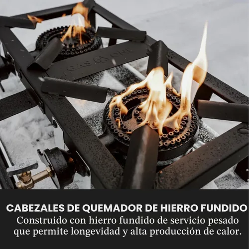 Vista 5 de GasOne Quemador Doble de Propano de Alta Presión - Cocina al Aire Libre con Escudo Térmico y Protector – Cabezal de Quemador de Propano