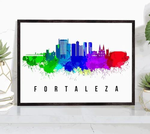 Vista 27 de Póster de Santiago Skyline Chile, pintura de paisaje urbano de Santiago, póster de Santiago Chile, paisaje urbano de Chile y estampado de Santiago