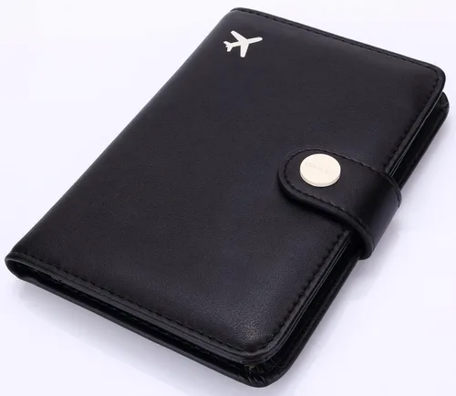 Vista 8 de ZOPPEN Combo de funda para pasaporte con compartimiento para carné de vacunación con protección de bloqueo de interferencia de radiofrecuencia