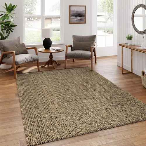Vista 184 de LEEVAN Alfombra lavable para baño, alfombra tejida negra de 2 x 3 pies para entrada, alfombra de puerta delantera de algodón, alfombras pequeñas
