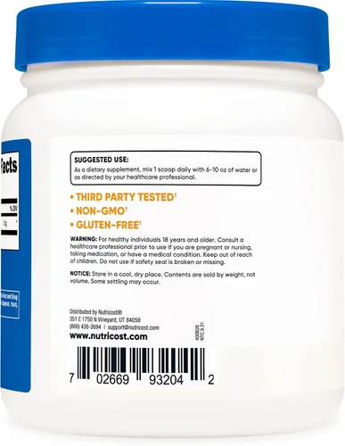 Vista 3 de Nutricost Betaína Anhidra Trimetilglicina (TMG) Polvo 500G (2 Botellas)