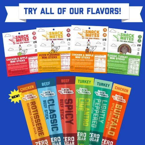 Vista 6 de The New Primal Palito de carne de res clásico, aprobado por Whole30, Paleo, Keto, básico de despensa, certificado sin gluten, bajo en carbohidratos