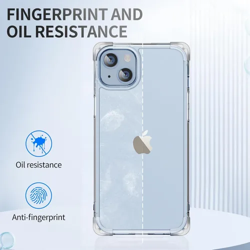 Vista 6 de Funda transparente para iPhone 15 [a prueba de caídas] [antiamarilleo] transparente a prueba de golpes, funda protectora delgada para iPhone 15
