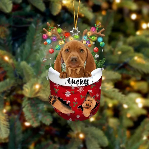 Vista 5 de Adorno de Navidad personalizado para perro Airedale Terrier en bolsillo de nieve, adorno para árbol de Navidad, idea de regalo para amantes