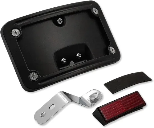 Vista 10 de Soporte para placa de matrícula curvada con doble LED negro para motocicleta con soporte de etiqueta con kit de montaje compatible con 2005-2007