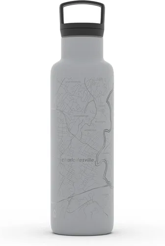 Vista 10 de Well Told Botella de agua aislada con mapa de Washington DC grabado, botella de acero inoxidable grabada (21 onzas, blanco) botella aislada de mapa