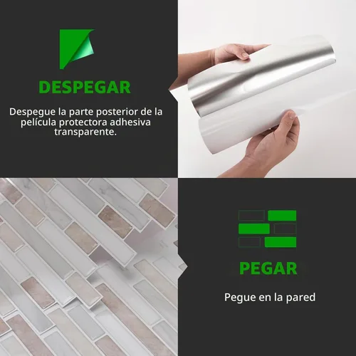 Vista 3 de LONGKING Protector contra salpicaduras de mármol despegable y adhesivo de 10 hojas para cocina, protector contra salpicaduras de azulejos
