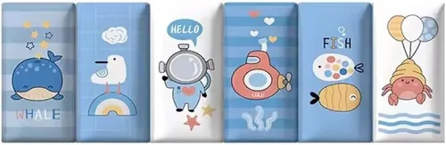 Vista 27 de Paneles de pared 3D autoadhesivos para cabecero de 70.86 pulgadas, diseño de dibujos animados suave anticolisión, acolchado decorativo de pared
