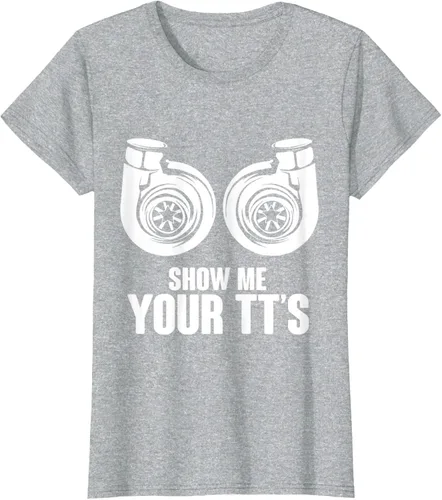 Vista 24 de Funny Show Me Your TT's Twin Turbo Car Racing Camiseta, Negro, S