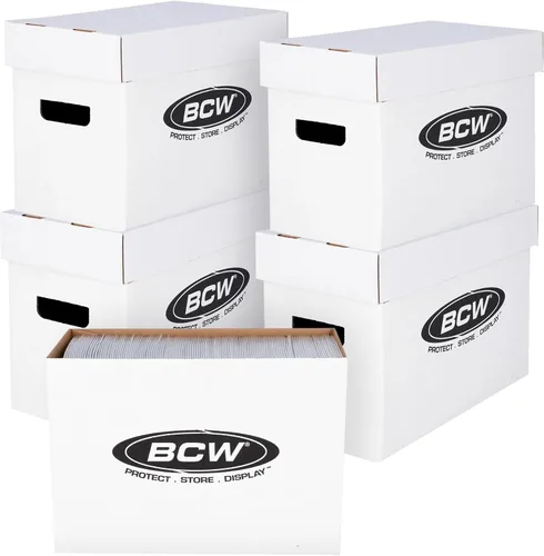 Vista 10 de BCW Caja de almacenamiento de cómics corta, paquete de 2, capacidad para 150-175 cómics actuales/de la era plateada, apilable, duradera, de 200