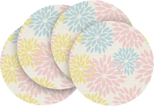 Vista 33 de Artoid Mode - Juego de 4 manteles individuales de vinilo con diseño floral, resistentes al calor, lavables, antideslizantes, de PVC, para decoración