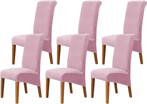 Vista 39 de Juego de 2 fundas de terciopelo para sillas de comedor, color beige, fundas elásticas para sillas de comedor y cocina, reutilizables, protector