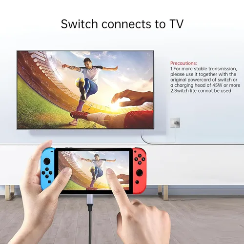 Vista 3 de ELUTENG Compatible con cable HDMI de Nintendo Switch 4K de 6.6 pies, USB C a HDMI, interruptor de TV Dock con PD carga rápida para proyector