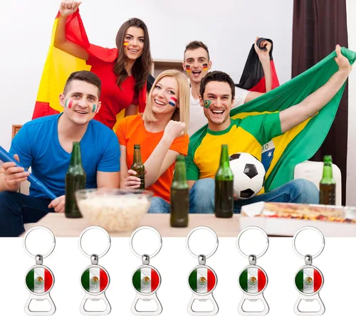 Vista 6 de Llavero con bandera mexicana, abrebotellas de cerveza con bandera mexicana, llavero para papá, papá, hombres, marido, regalos de cumpleaños (México)