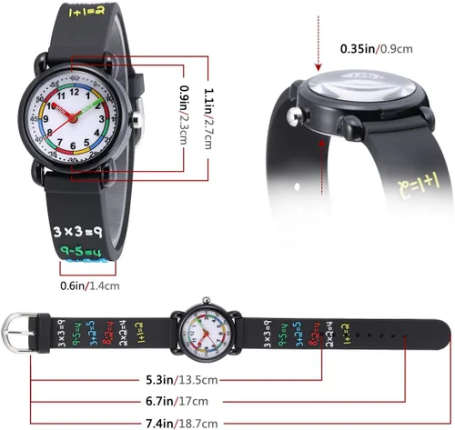 Vista 5 de Jewtme Lindos relojes para niños pequeños de 3 a 8 años, reloj analógico de dibujos animados con banda de silicona 3D para niñas y niños pequeños
