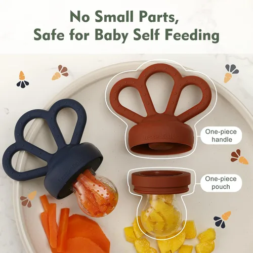 Vista 4 de Carrot Baby - Alimentador de alimentos de frutas frescas y paquete de 2 alimentadores de malla de silicona, autoalimentación segura para bebés