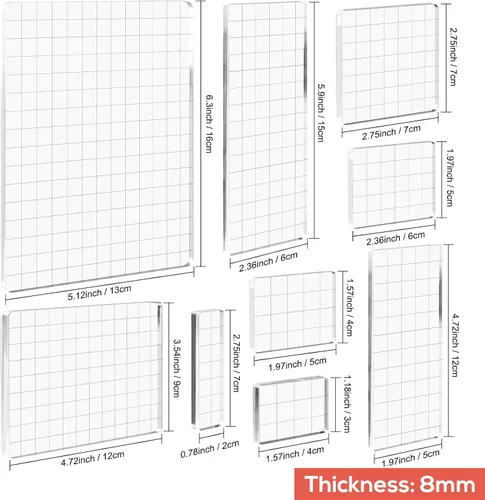 Vista 2 de BAOFALI Herramienta de estampado de 10 piezas con bloques de sello de acrílico transparente, plataforma, herramientas de estampado