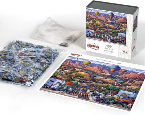 Vista 3 de Boardwalk Puzzle Company - Rompecabezas de 500 piezas, Red Rock Adventure, 500 piezas Arte exclusivo de Andy C. Ellis, corte de precisión, piezas