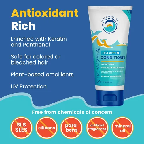 Vista 3 de Stream2Sea - Acondicionador de cabello sin sulfato sin enjuague con protección solar, 1 onza cada uno, paquete de 3