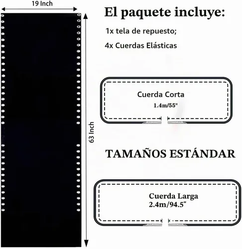 Vista 2 de Ostlttyn Tela de repuesto para silla Zero Gravity con kit de cuerda elástica, paño de reparación de 19 pulgadas de ancho con cable de repuesto