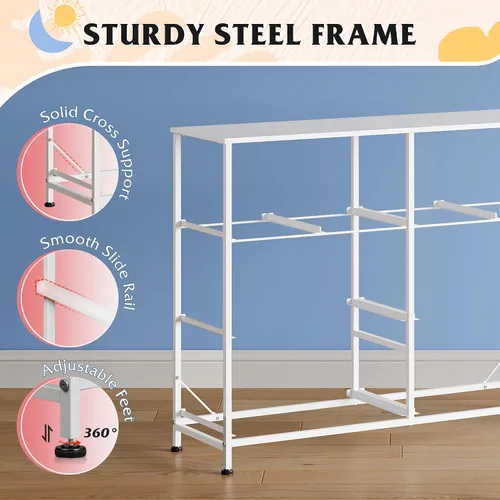 Vista 7 de WLIVE Cómoda de 8 cajones para dormitorio, cómoda ancha, rosa nublado