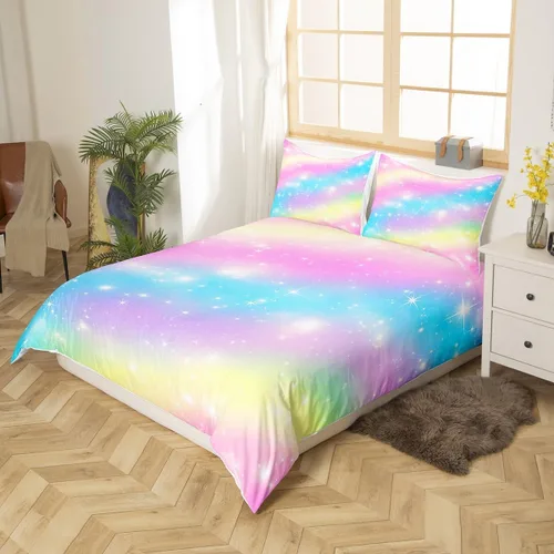 Vista 3 de Juego de ropa de cama para niños y niñas, diseño de dibujos animados, con lazos de cremallera, funda de edredón de microfibra suave