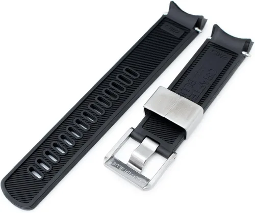 Vista 3 de Correa de reloj Crafter Blue de 0.787in - Correa de reloj curvada de goma negra para Seiko Sumo SBDC001