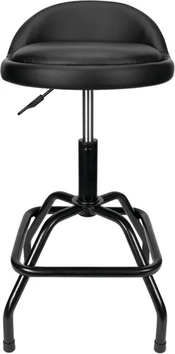 Vista 3 de Performance Tool W85011 Taburete de bar giratorio neumático con respaldo, giro de 360 grados, estructura de acero resistente, negro