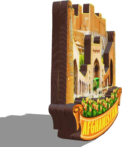 Vista 2 de Imán de madera de Afganistán Asia 3D para nevera, recuerdos coleccionables, decoraciones artesanales hechas a mano