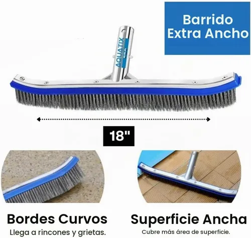 Vista 4 de Aquatix Pro Cabezal de cepillo de piscina, 18" resistente para limpiar