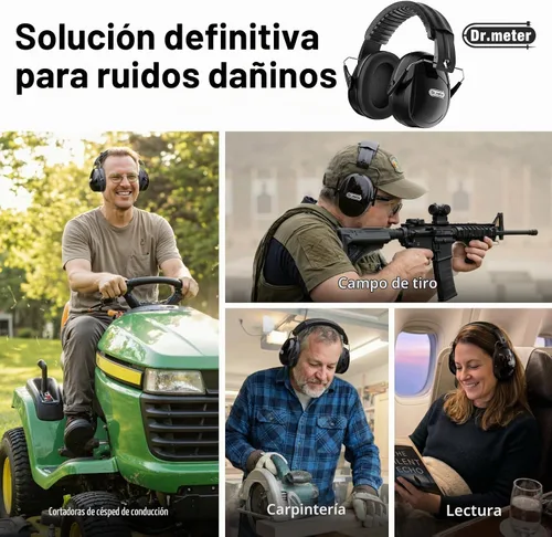 Vista 4 de Dr.meter Orejeras de protección auditiva, orejeras de seguridad con reducción de ruido de 31 dB con diadema ajustable para adultos y niños