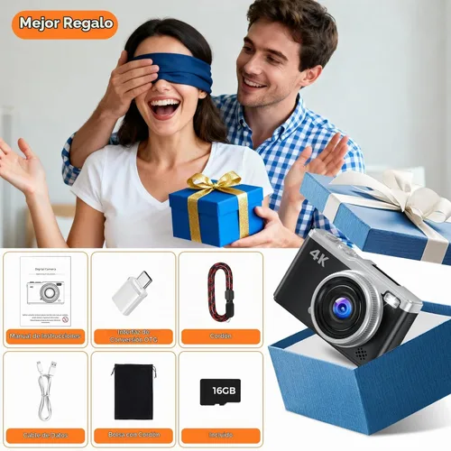 Vista 9 de MaxMango Cámara digital, cámara de vlogging de 64 MP y 2.4 pulgadas para principiantes, pantalla abatible de 180°, apunta y dispara, cámaras Negro