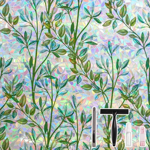 Vista 8 de Película de privacidad para ventana LEMON CLOUD, película decorativa para ventana de oscurecimiento total estática, cubierta de vidrio esmerilado
