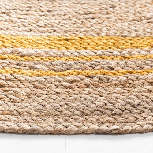 Vista 3 de SAFAVIEH NF807B - Alfombra redonda de fibra natural, 3 pies, redonda, color beige y dorado, hecha a mano con encanto bohemio y trenzado de yute