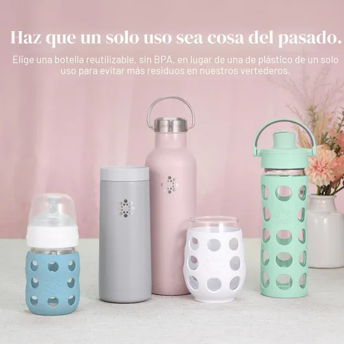 Vista 7 de Lifefactory Botella de agua de vidrio de 16oz con tapa activa, melón Cantaloupe