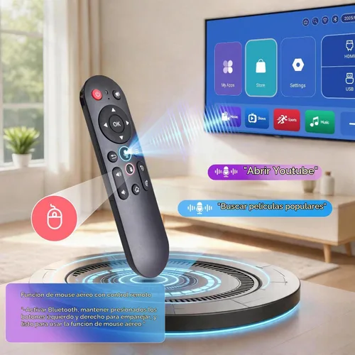 Vista 5 de Mini proyector con Wifi 6 y Bluetooth 5.4, proyector portátil inteligente 4K, Android 14 y 400 ANSI, enfoque automático y Keystone, proyector Blanco